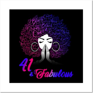 41 & Fabulous Afro Hair Black Women 41st Birthday Posters and Art